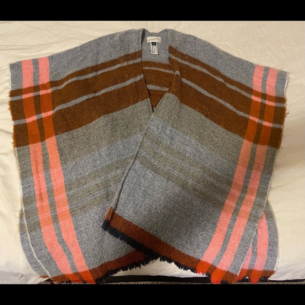 Flannel/plaid shawl poncho
